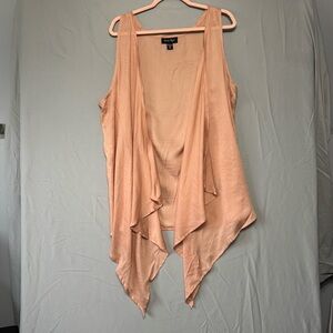 Charlie Paige Womens Boho Indie Sleeveless Vest S/M Peach Hippie Layers Drapey